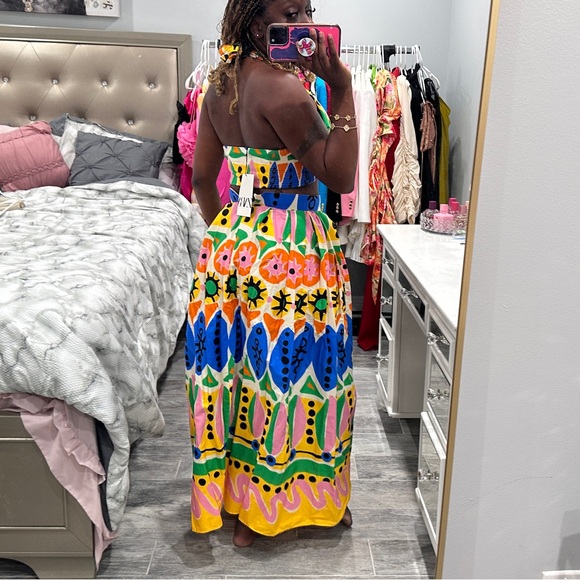 Zara Printed Matching Maxi Skirt & Crop Top - Picture 9 of 13